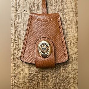 Coach Tan Pebbled Leather Turnlock Key Holder Bag Charm